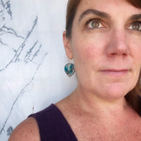 Chrysocolla in Quartz with Native Copper Earrings